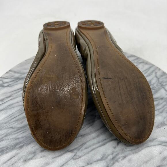 Tory Burch Womens 8 Ballet Flats Moss Eddie Bow Patent Leather Glossy 22128516 - Picture 9 of 13